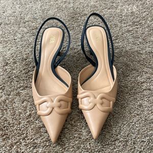 Zara | Two-Tone Sling Back Kitten Heels
